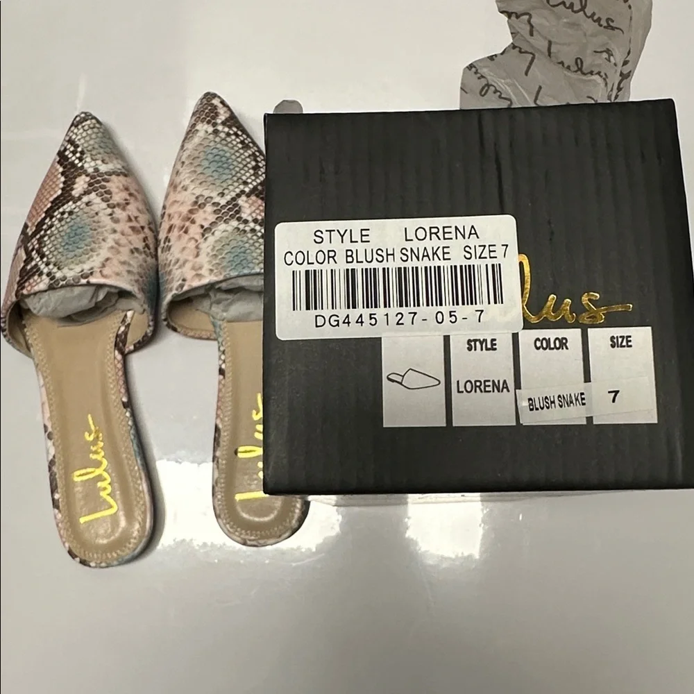 Lulus Lorena Blush Snake Animal Print Flat Slide Sandal Size 7 - Picture 4 of 5